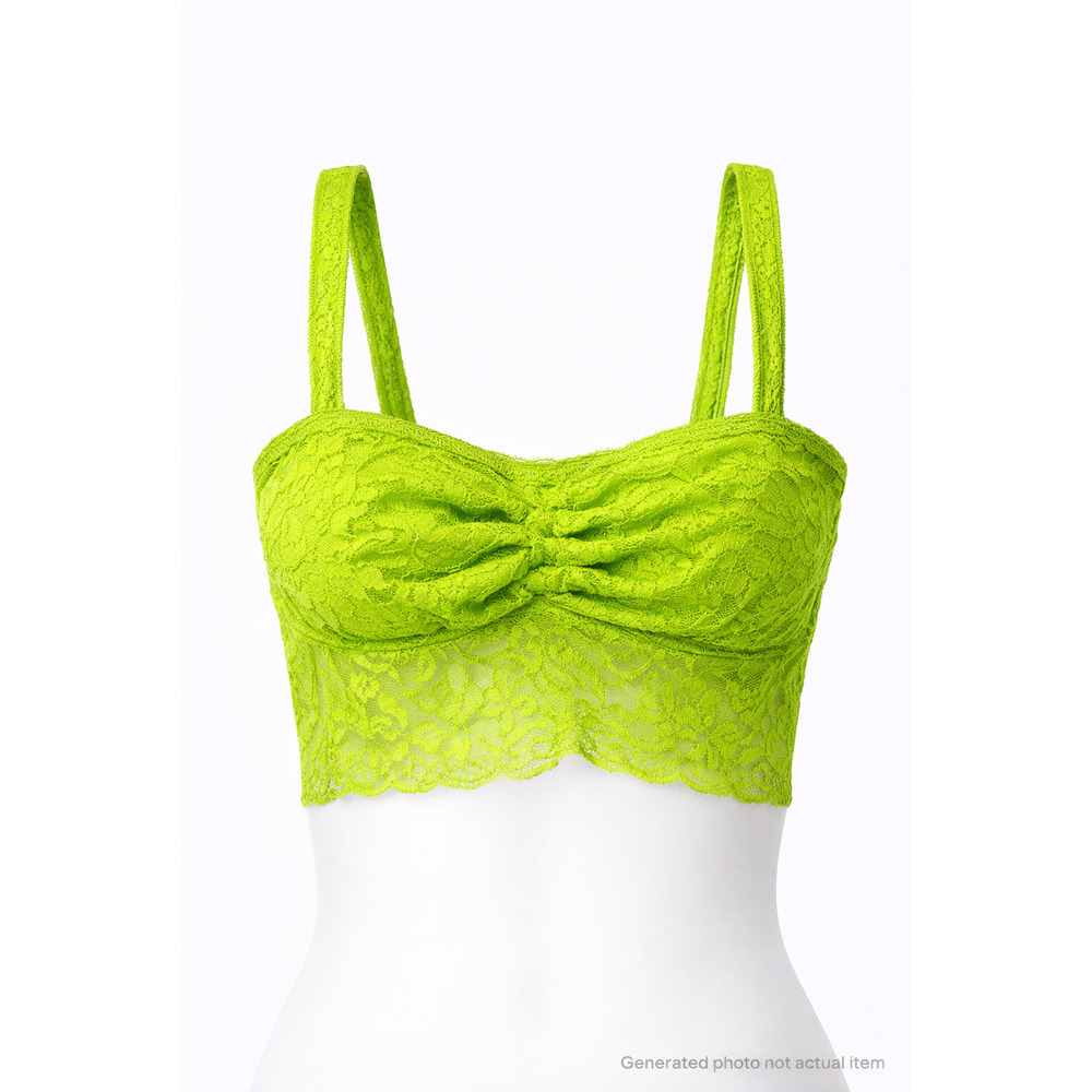Gilly Hicks Neon Green Lace Bralette Crop Top Stretch Festival Y2K Rave Small